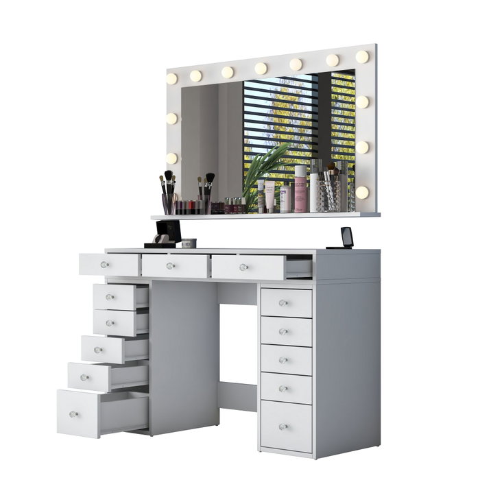 Hanah Home Mesa de Maquillaje con Espejo LED Blanco Hanah Home Mesa de Maquillaje con Espejo LED Blanco